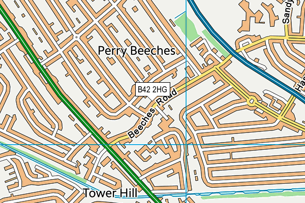 B42 2HG map - OS VectorMap District (Ordnance Survey)