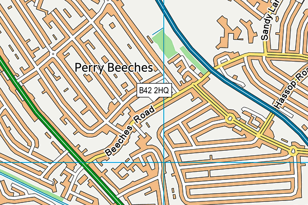 Beeches Pool And Fitness Centre map (B42 2HQ) - OS VectorMap District (Ordnance Survey)