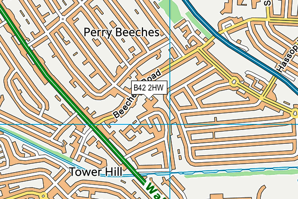 B42 2HW map - OS VectorMap District (Ordnance Survey)