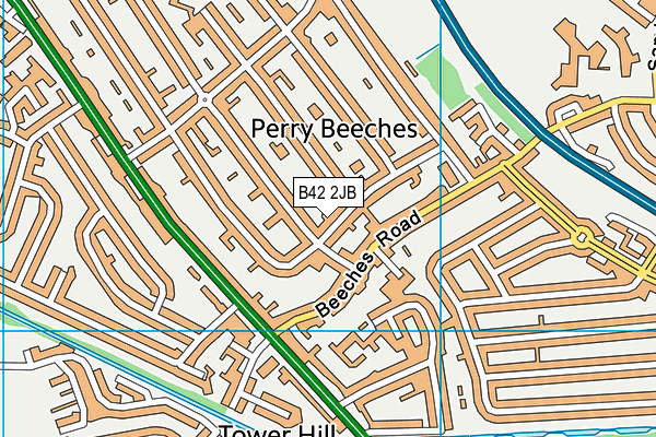 B42 2JB map - OS VectorMap District (Ordnance Survey)