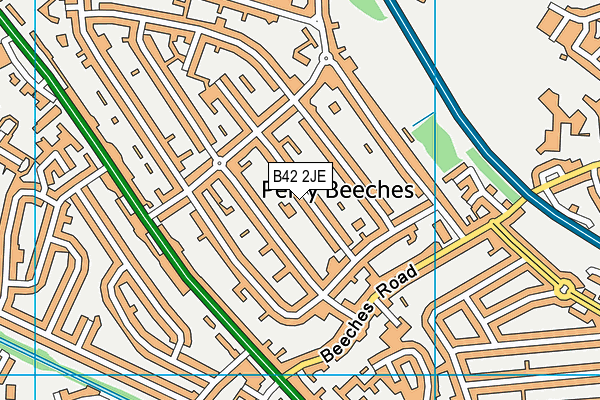 B42 2JE map - OS VectorMap District (Ordnance Survey)