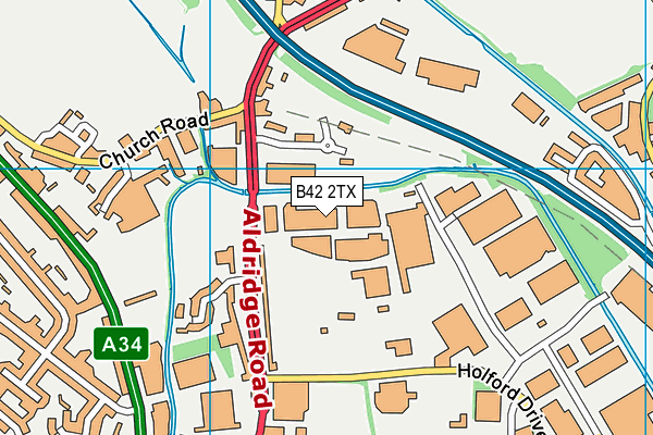 B42 2TX map - OS VectorMap District (Ordnance Survey)