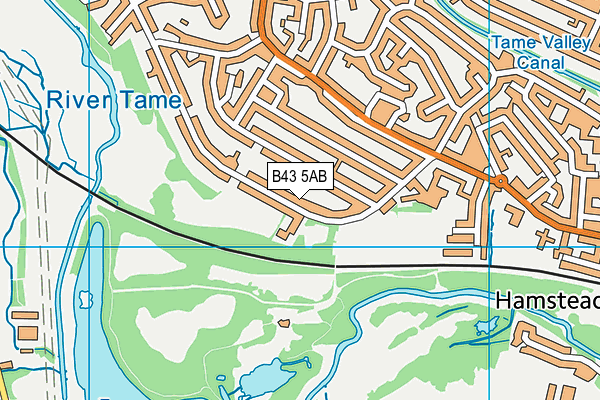 B43 5AB map - OS VectorMap District (Ordnance Survey)