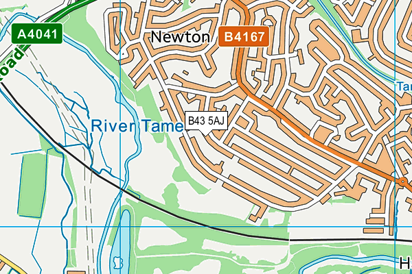 B43 5AJ map - OS VectorMap District (Ordnance Survey)