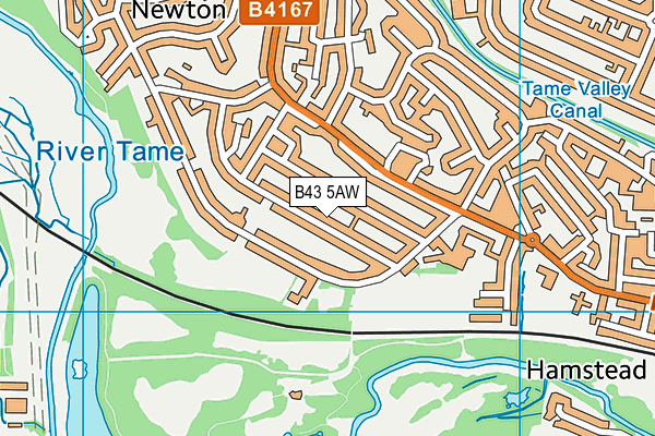 B43 5AW map - OS VectorMap District (Ordnance Survey)