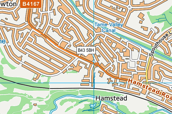 B43 5BH map - OS VectorMap District (Ordnance Survey)