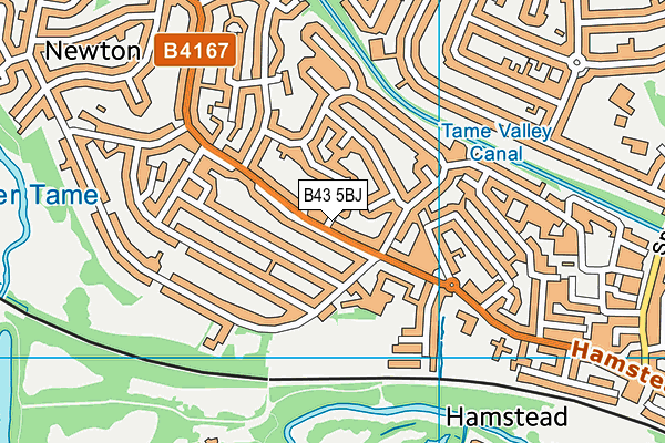 B43 5BJ map - OS VectorMap District (Ordnance Survey)
