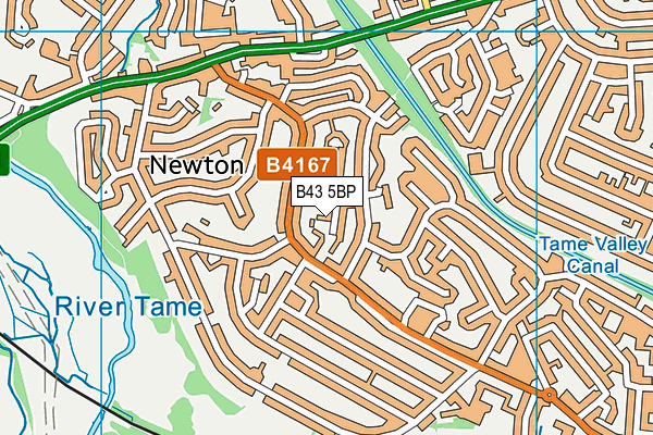 B43 5BP map - OS VectorMap District (Ordnance Survey)