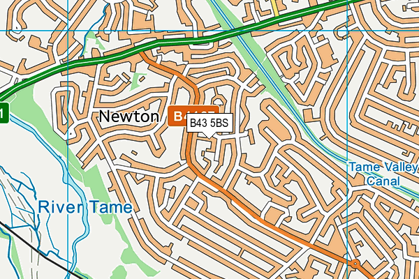 B43 5BS map - OS VectorMap District (Ordnance Survey)