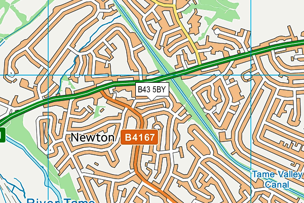 B43 5BY map - OS VectorMap District (Ordnance Survey)