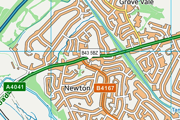 B43 5BZ map - OS VectorMap District (Ordnance Survey)