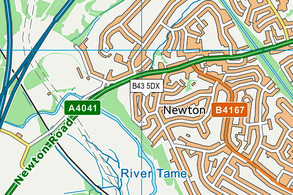 B43 5DX map - OS VectorMap District (Ordnance Survey)