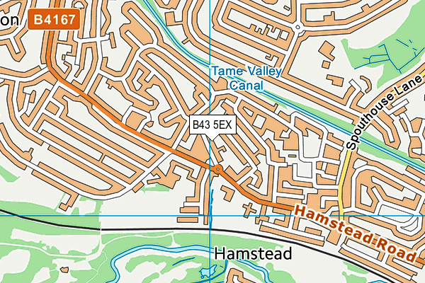 B43 5EX map - OS VectorMap District (Ordnance Survey)