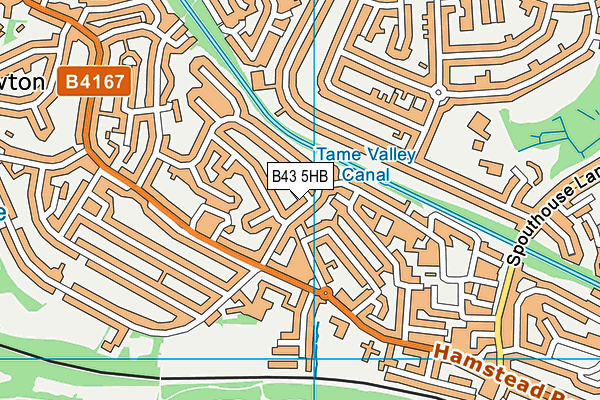 B43 5HB map - OS VectorMap District (Ordnance Survey)