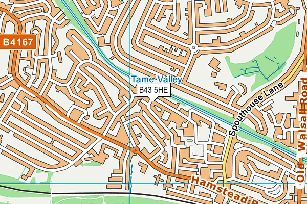 B43 5HE map - OS VectorMap District (Ordnance Survey)