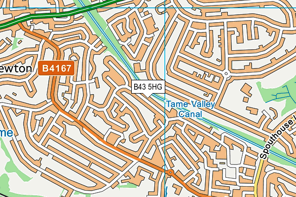 B43 5HG map - OS VectorMap District (Ordnance Survey)