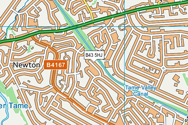 B43 5HJ map - OS VectorMap District (Ordnance Survey)
