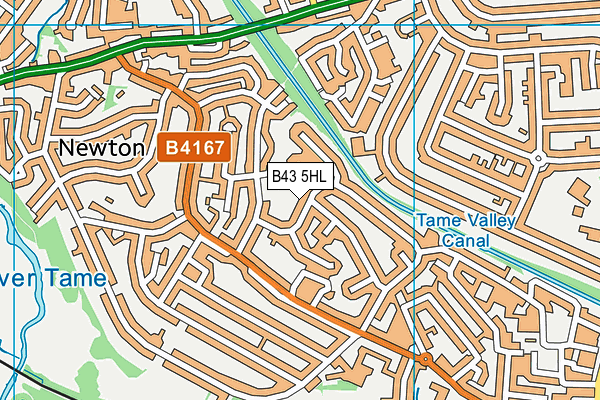 B43 5HL map - OS VectorMap District (Ordnance Survey)