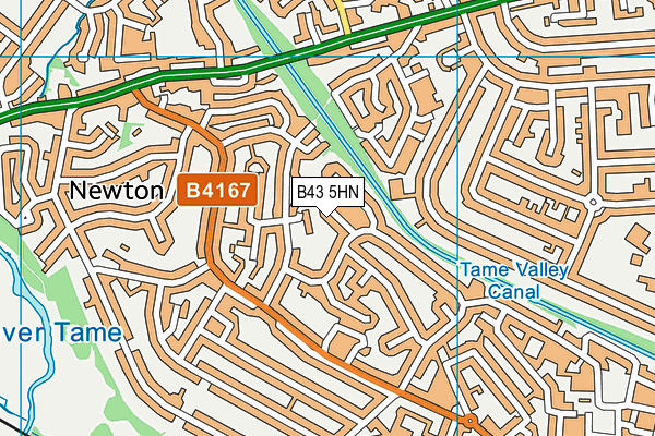 B43 5HN map - OS VectorMap District (Ordnance Survey)