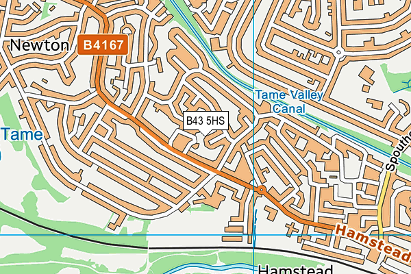 B43 5HS map - OS VectorMap District (Ordnance Survey)