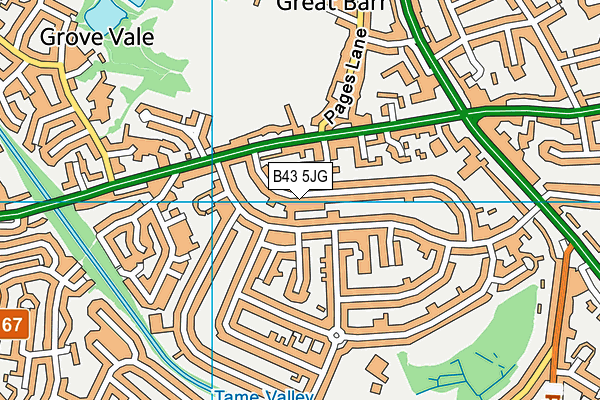 B43 5JG map - OS VectorMap District (Ordnance Survey)