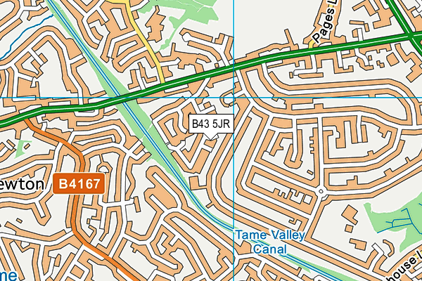 B43 5JR map - OS VectorMap District (Ordnance Survey)