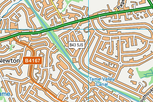 B43 5JS map - OS VectorMap District (Ordnance Survey)