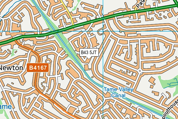 B43 5JT map - OS VectorMap District (Ordnance Survey)