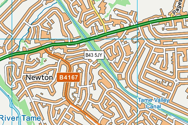 B43 5JY map - OS VectorMap District (Ordnance Survey)