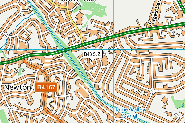 B43 5JZ map - OS VectorMap District (Ordnance Survey)