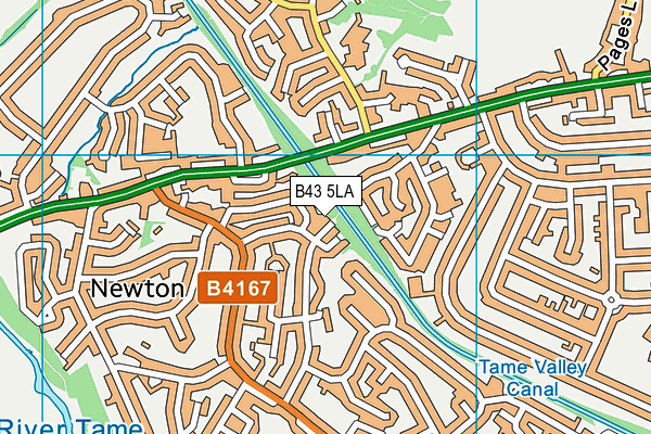 B43 5LA map - OS VectorMap District (Ordnance Survey)