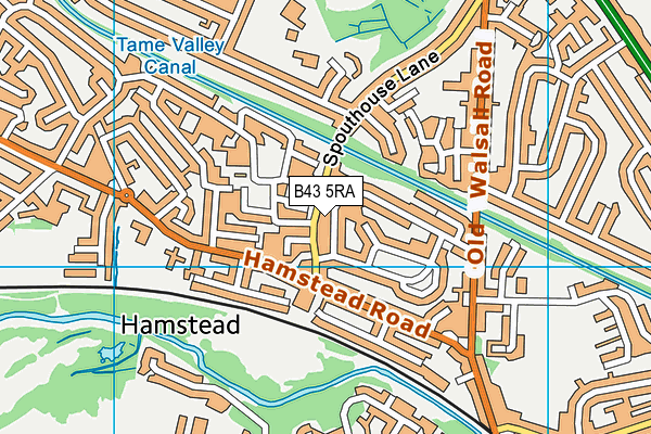 B43 5RA map - OS VectorMap District (Ordnance Survey)