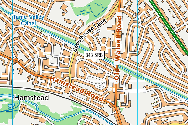 B43 5RB map - OS VectorMap District (Ordnance Survey)