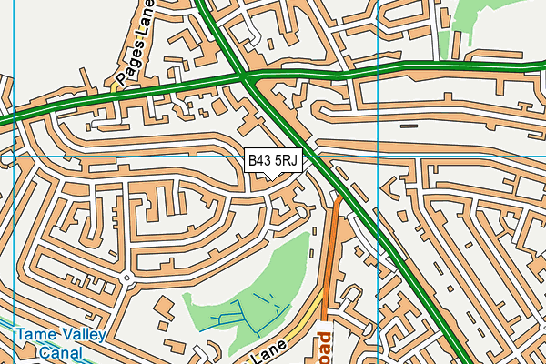 B43 5RJ map - OS VectorMap District (Ordnance Survey)