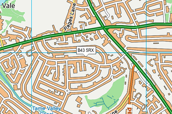 B43 5RX map - OS VectorMap District (Ordnance Survey)