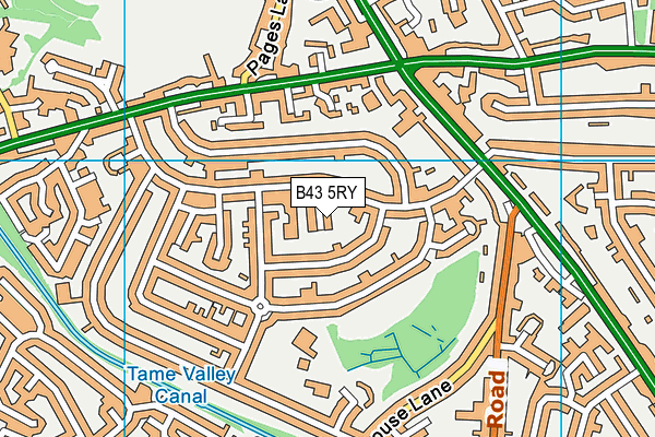 B43 5RY map - OS VectorMap District (Ordnance Survey)