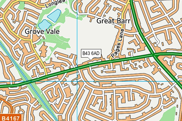Red House Park map (B43 6AD) - OS VectorMap District (Ordnance Survey)