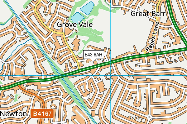 B43 6AH map - OS VectorMap District (Ordnance Survey)