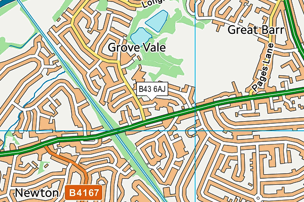 B43 6AJ map - OS VectorMap District (Ordnance Survey)