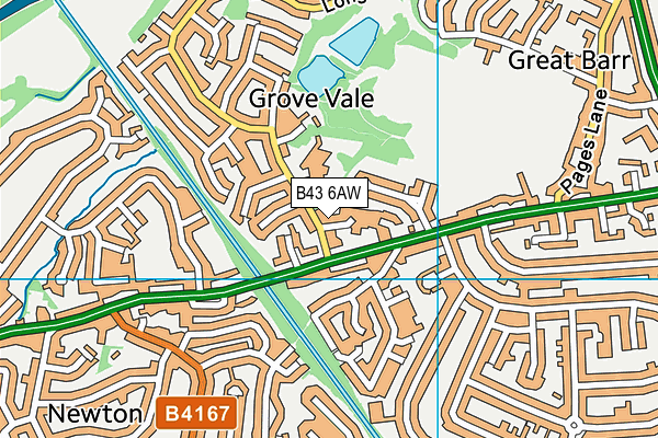 B43 6AW map - OS VectorMap District (Ordnance Survey)