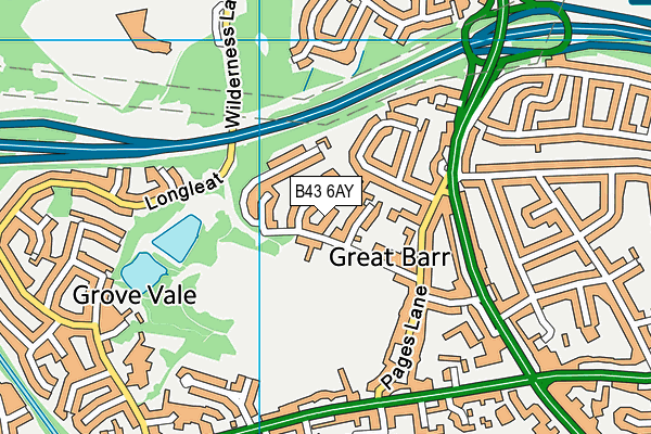 B43 6AY map - OS VectorMap District (Ordnance Survey)