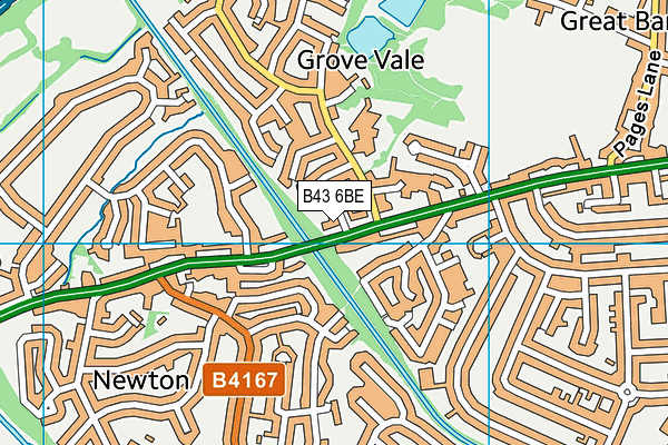 B43 6BE map - OS VectorMap District (Ordnance Survey)