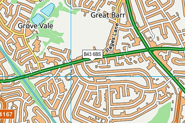 B43 6BS map - OS VectorMap District (Ordnance Survey)