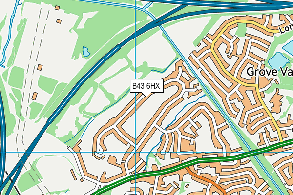 B43 6HX map - OS VectorMap District (Ordnance Survey)