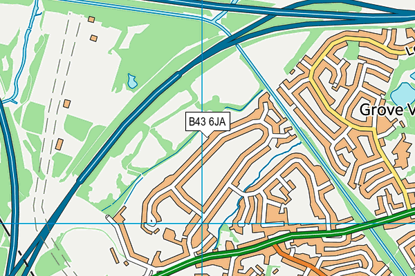 B43 6JA map - OS VectorMap District (Ordnance Survey)