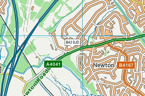 B43 6JD map - OS VectorMap District (Ordnance Survey)