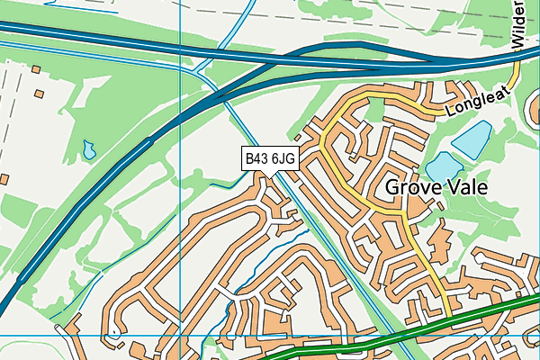 B43 6JG map - OS VectorMap District (Ordnance Survey)