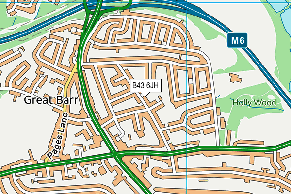 B43 6JH map - OS VectorMap District (Ordnance Survey)