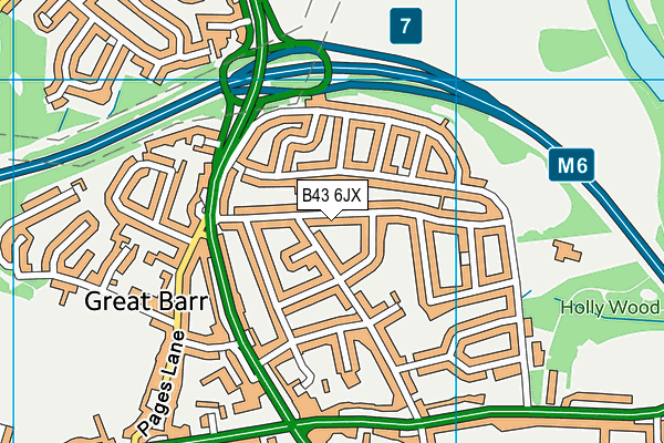 B43 6JX map - OS VectorMap District (Ordnance Survey)