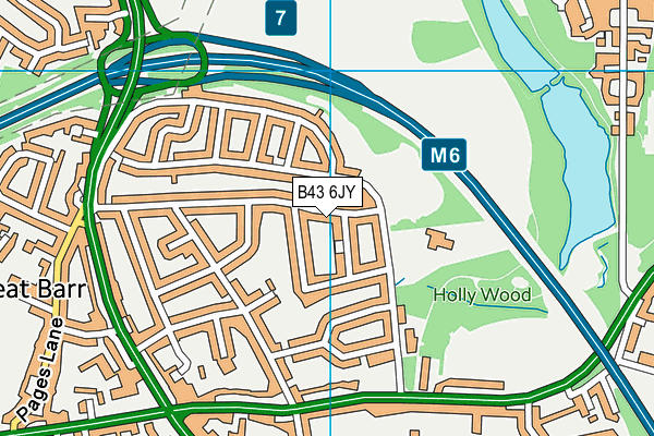 B43 6JY map - OS VectorMap District (Ordnance Survey)